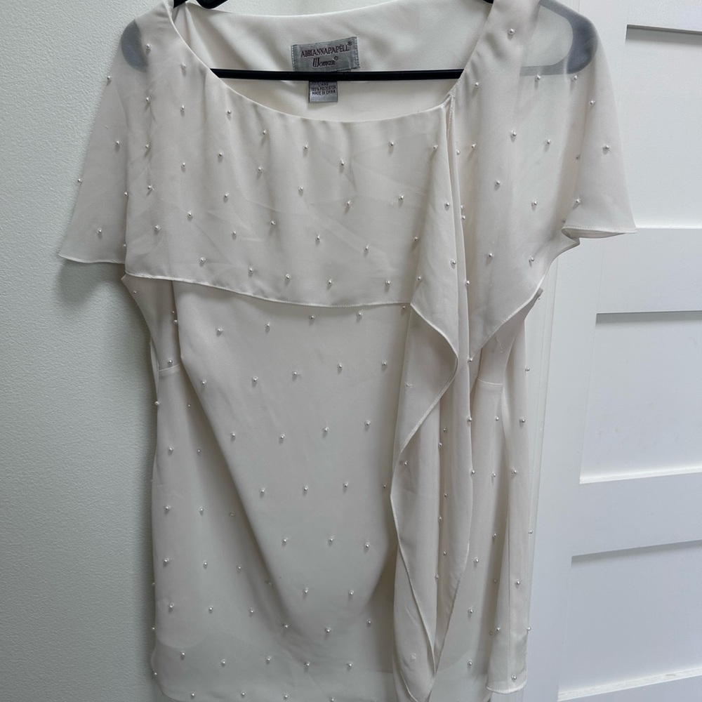 Adrianna Papell Cream Beaded Blouse
